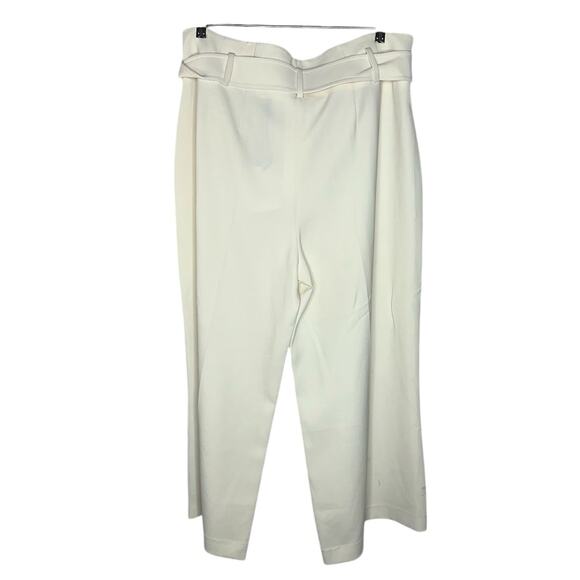 NWT Theory Belt Crop Pant Cream White Admiral Crepe Wide Leg Dress Pants Size 16 - Picture 7 of 12